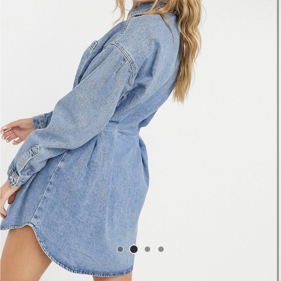 Collusion Pleated Denim Blue Dress Jacket Long Sleeve size US 2 (like XS / S) - Picture 4 of 14